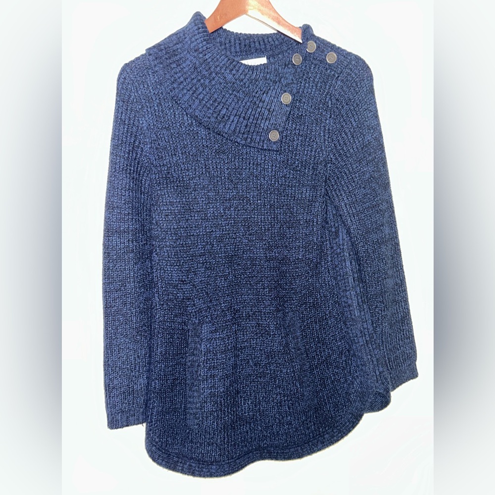 Style‎ & Co. Blue Cowl Neck Sweater with Button Detail
